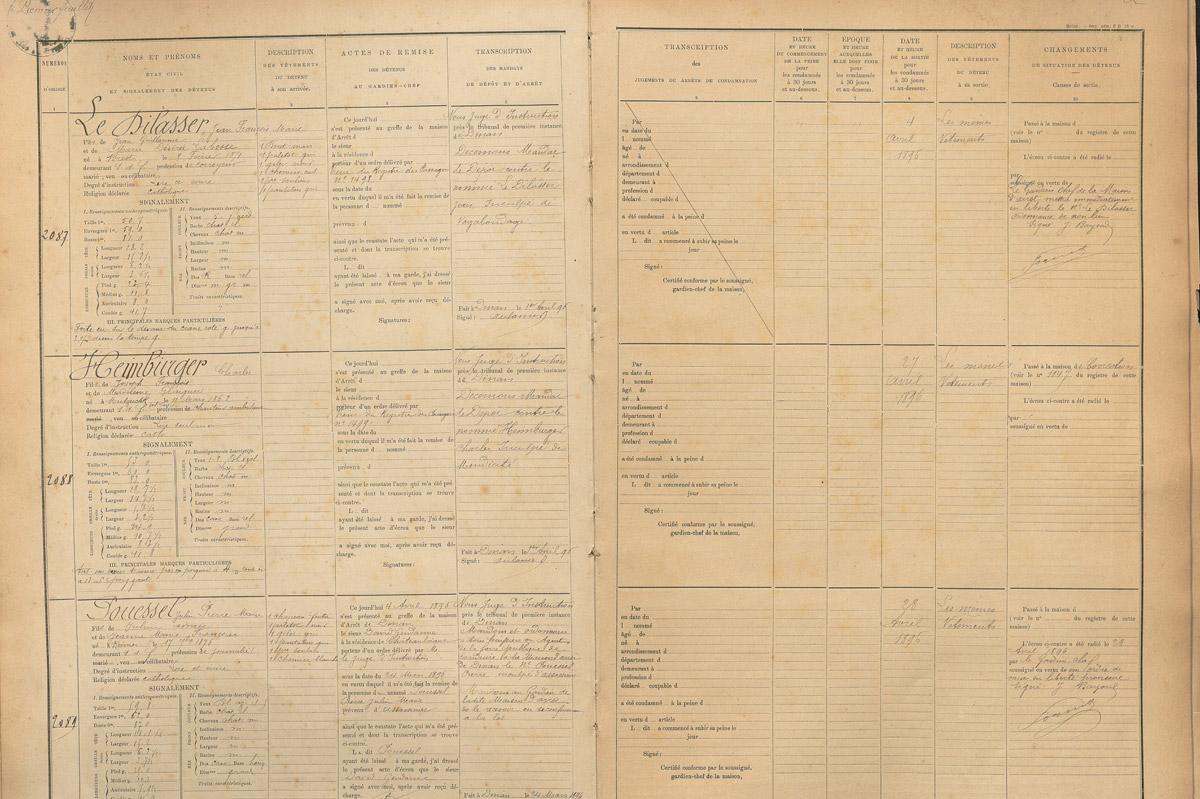 Registres d'écrou, prison de Dinan - sous-série 2 Y (AD22, 2 Y 26)