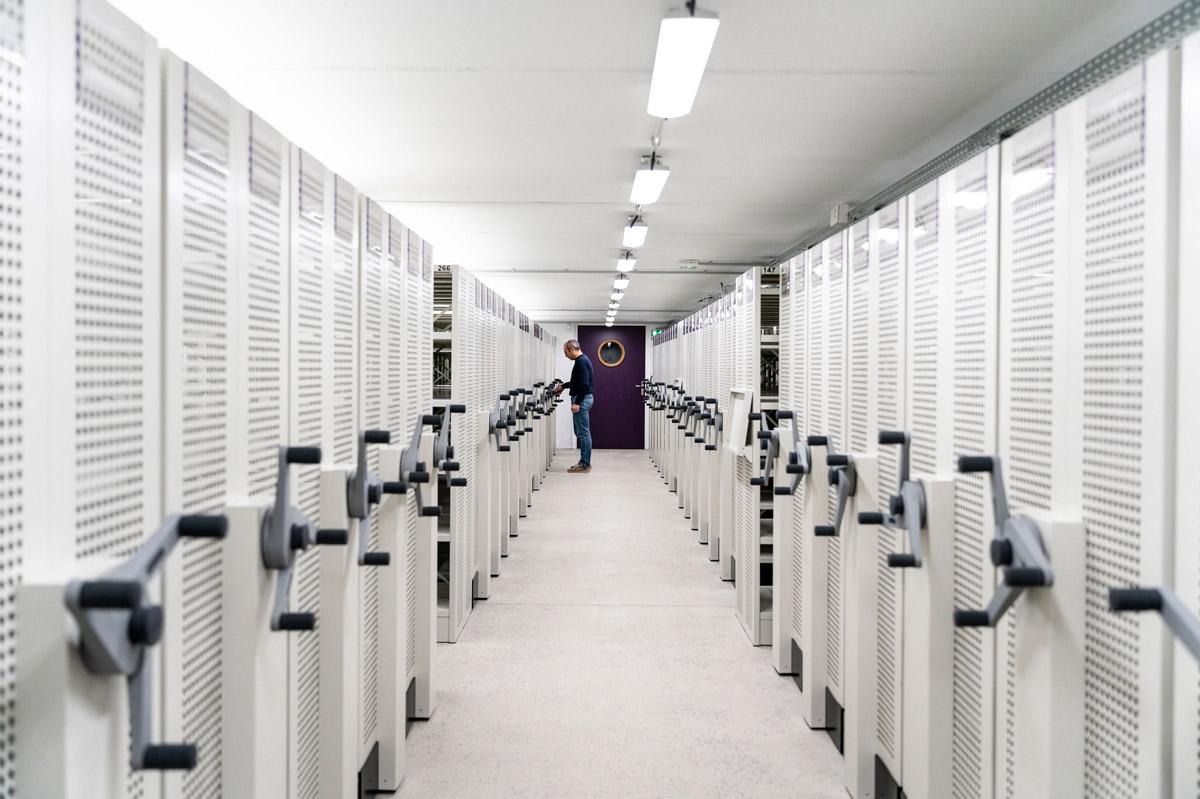 Nouveau magasin d&#039;archives réalisé dans le cadre des travaux d&#039;agrandissement des Archives départementales. Crédit : Agence lalanterne.bzh