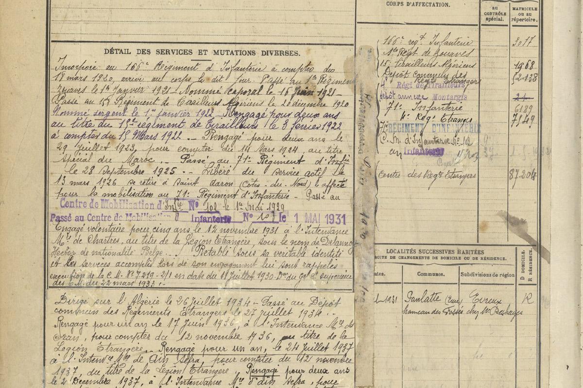 Registre matricule militaire, n° matricule 1002, classe 1920. (AD 22, 1 R 1601)