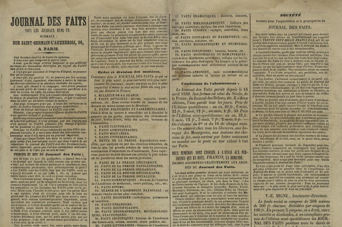 Le Commerce breton, journal de Saint-Malo et de Saint-Servan » 1851 . (AD 22, JP 110)
