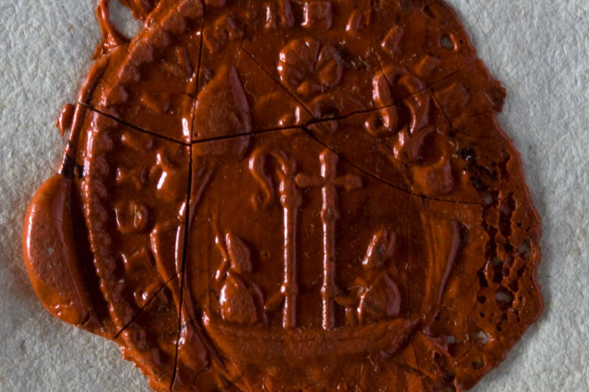 Empreinte de sceau de l’abbaye de Beauport.(AD22, 2 G 21)