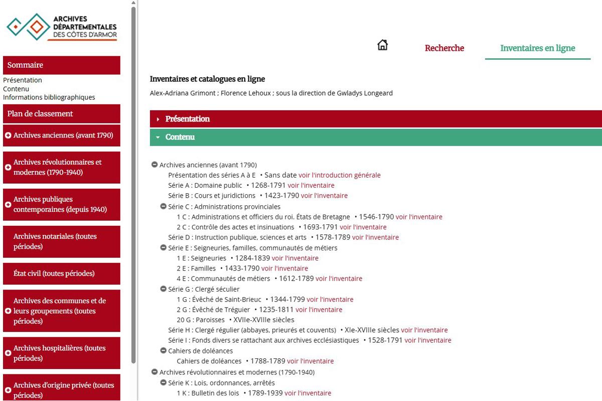 Le moteur de recherche des Archives départementales, (AD22, 2026)