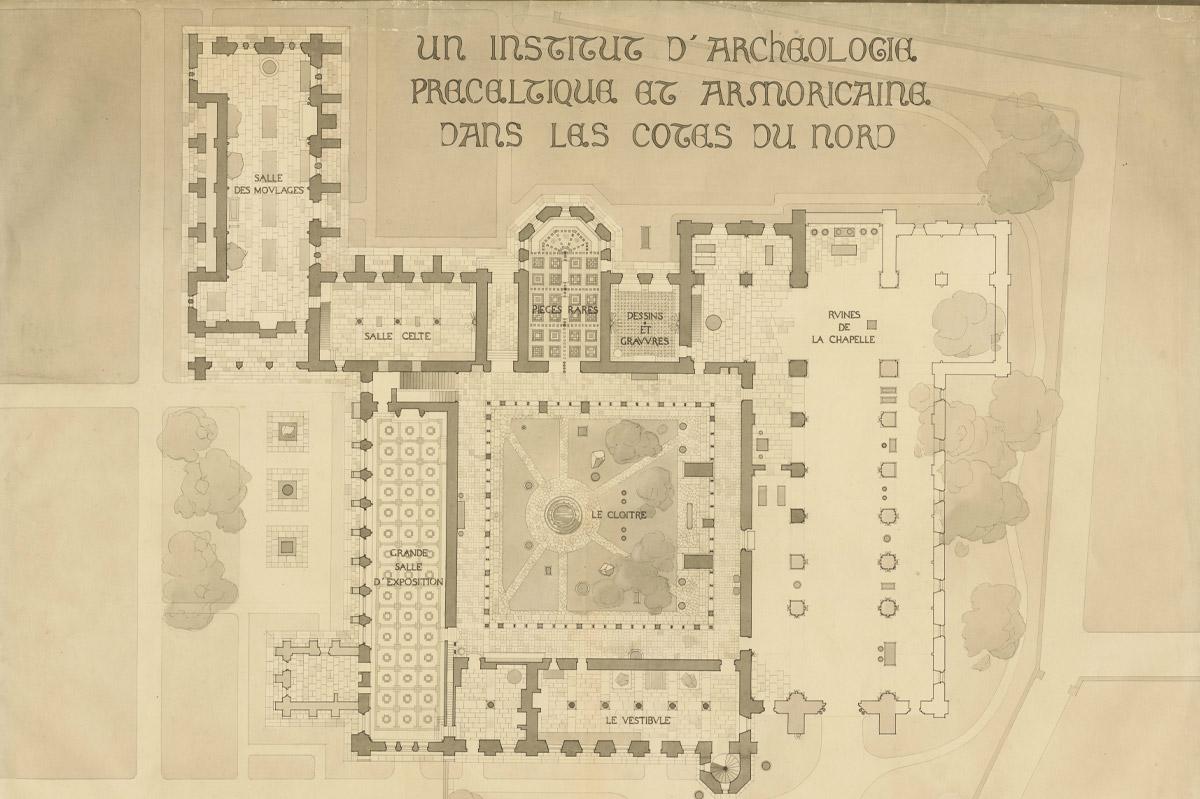 Fonds Jean Braunwald [1925-1926]. Vue d'ensemble de l'abbaye de Beauport. Un institut d'archéologie préceltique et armoricaine dans les Côtes-du-Nord.[1925-1926].(AD22, 85 Fi 1)