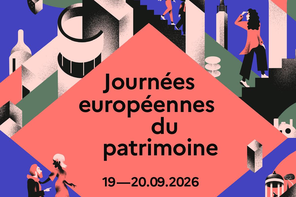 Visuel officiel annonçant les Journées européennes du matrimoine et du patrimoine, septembre 2026