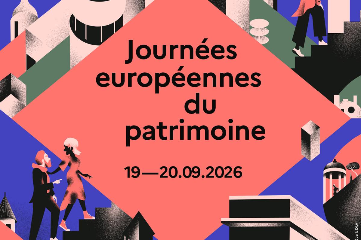 Visuel illustrant l'édition 2026 des Journées européennes du matrimoine et du patrimoine, septembre 2026