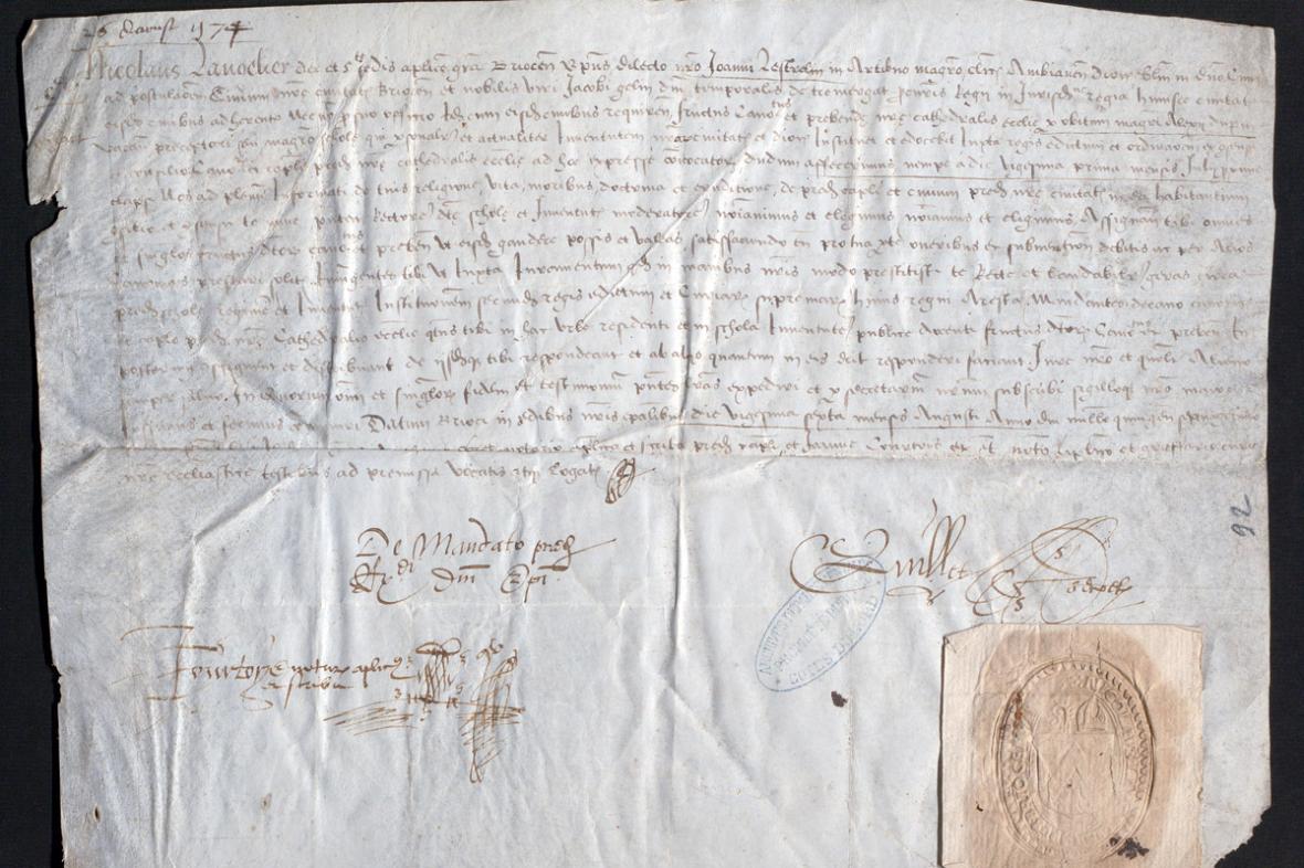 Nomination du proviseur du collège de Saint-Brieuc, 1574. (AD22, D1) Nomination du proviseur du collège de Saint-Brieuc, 1574. (AD22, D1)