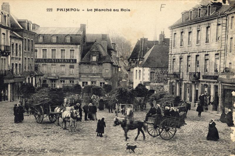 Le marché au bois de Paimpol, carte postale, vers 1900 (AD22, 16 Fi 2738)