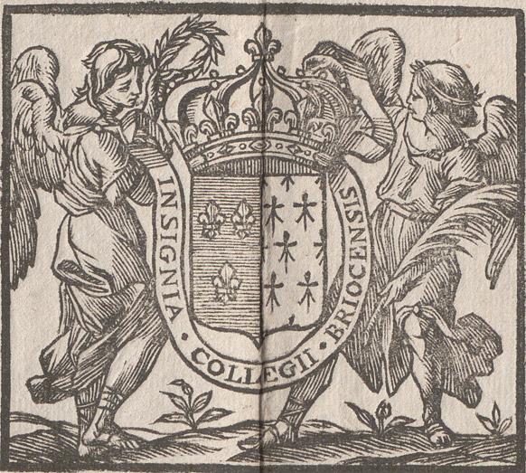 Armoiries du collège de Saint-Brieuc sur une affiche d'examen (détail). 1755 (AD22, D 1)