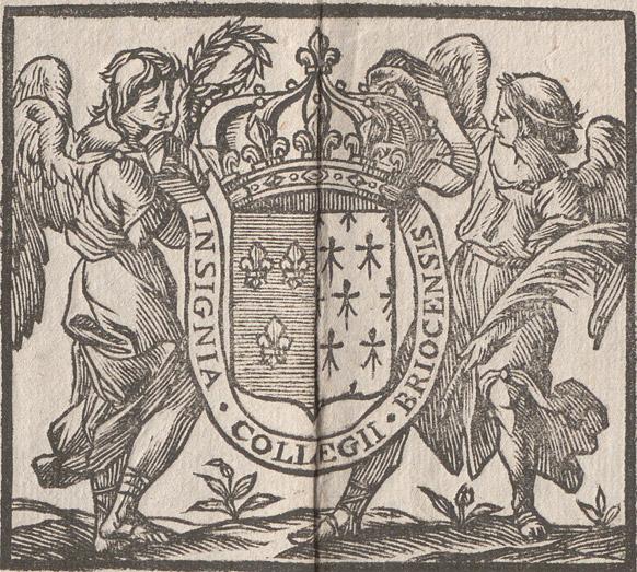 Armoiries du collège de Saint-Brieuc sur une affiche d'examen (détail). 1755 (AD22, D 1) Armoiries du collège de Saint-Brieuc sur une affiche d'examen (détail). 1755 (AD22, D 1)