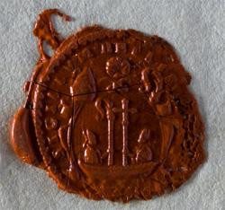 Empreinte de sceau de l’abbaye de Beauport. (AD22, 2 G 21)