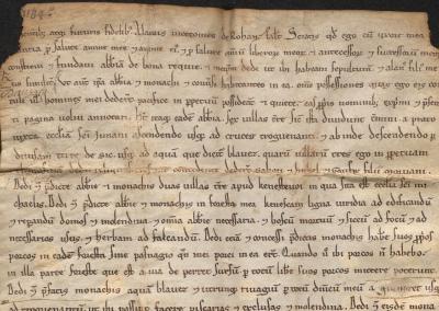 Charte de fondation de l’abbaye de Bon-Repos, 1184 (AD22, H 201)