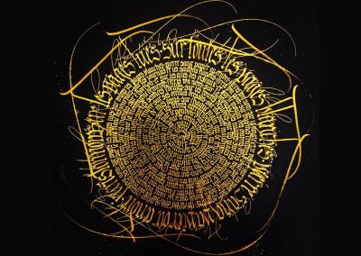 Mélanie Griffon, artiste calligraphe, qui explore la figure de l’arbre par le biais de l’écriture et du dessin.