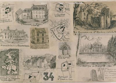 Croquis de monuments du pays de Poudouvre réalisés par Henri Frotier de la Messelière, 1920-1931 (AD22, 60 J 227 planche 34)